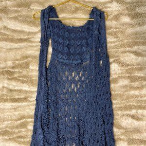 Free People Blue Crochet Shawl